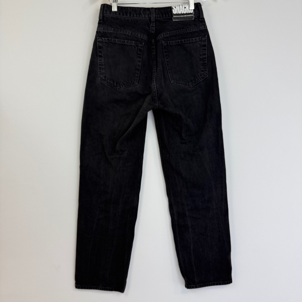 Mother Snacks Jeans Womens 28 Black HW Double Stack Hover Straight Leg - Picture 6 of 16